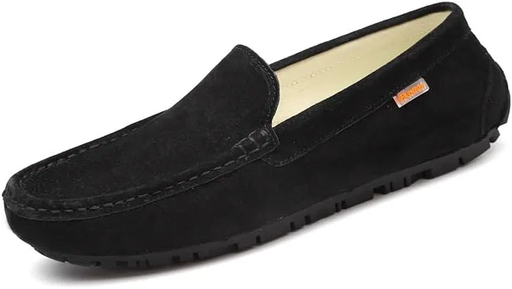 Лоферы замшевые Mens Loafers Shoe Round Toe Suede Vamp Driving Loafers Flexible Slip Resistant Anti-Slip Casual Slip-ons, черный PUGHGAETZF