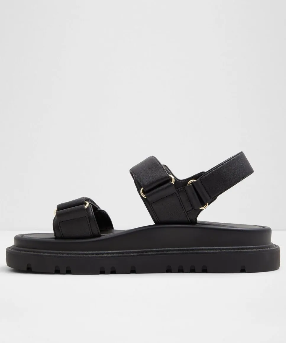 Женские сандалии на плоской подошве с круглым носком Aldo, черный — фото 3