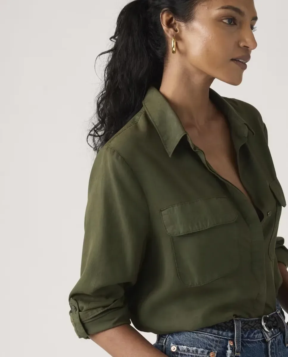 Женская рубашка с длинным рукавом Levi's, зеленый — фото 3