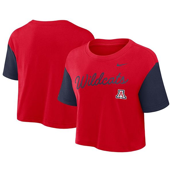Женская красная/темно-синяя укороченная футболка dri-fit arizona wildcats с цветными блоками Nike — фото 2