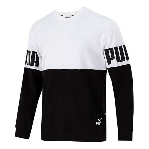 

Толстовка colorblock alphabet round neck pullover black white Puma, белый