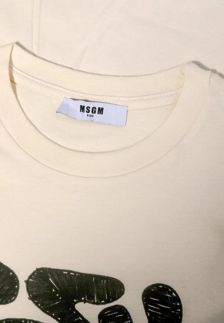 Футболка, хлопок, для детей Msgm, бежевый — фото 3