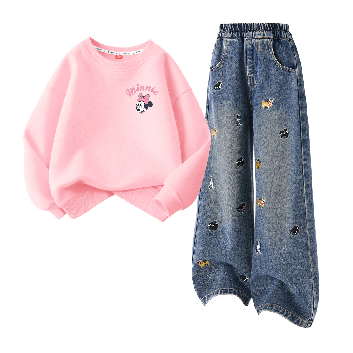 

Детская повседневная спортивная одежда Disney, Di Lifting Eye K Pink+Solid Color Denim Blue
