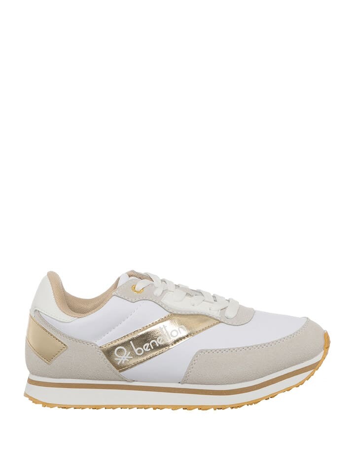Кроссовки на шнуровке Benetton, цвет beige/weiß/gold