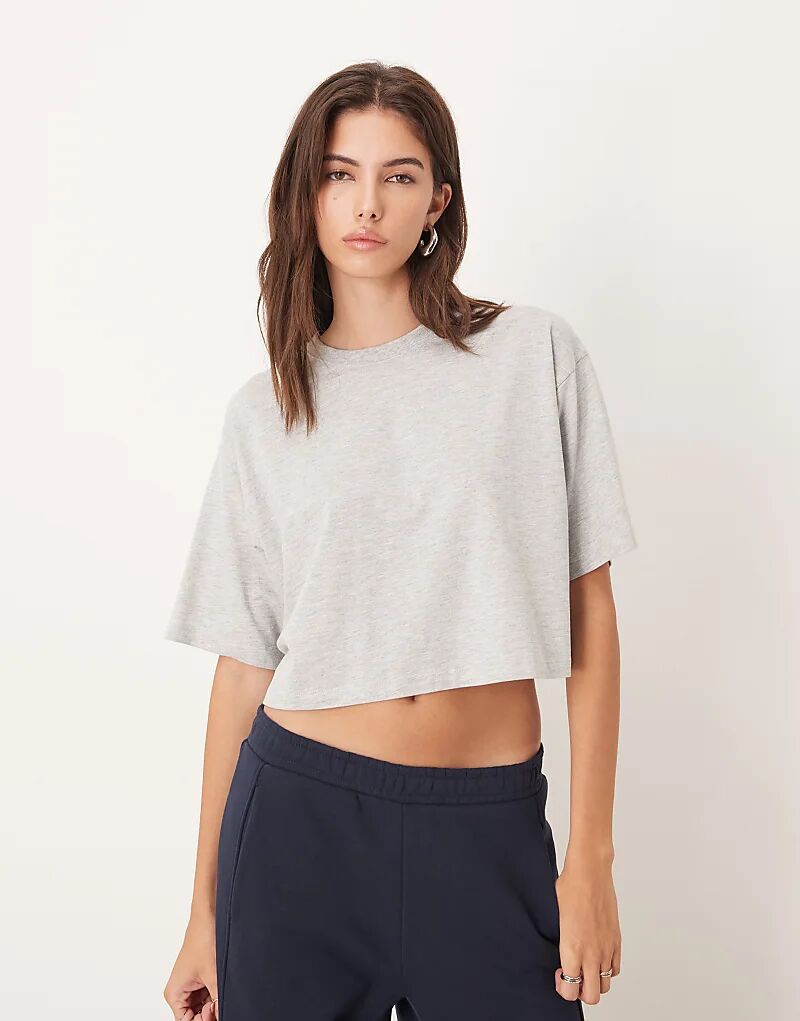 

Укороченная футболка JJXX свободного кроя светло-серого цвета