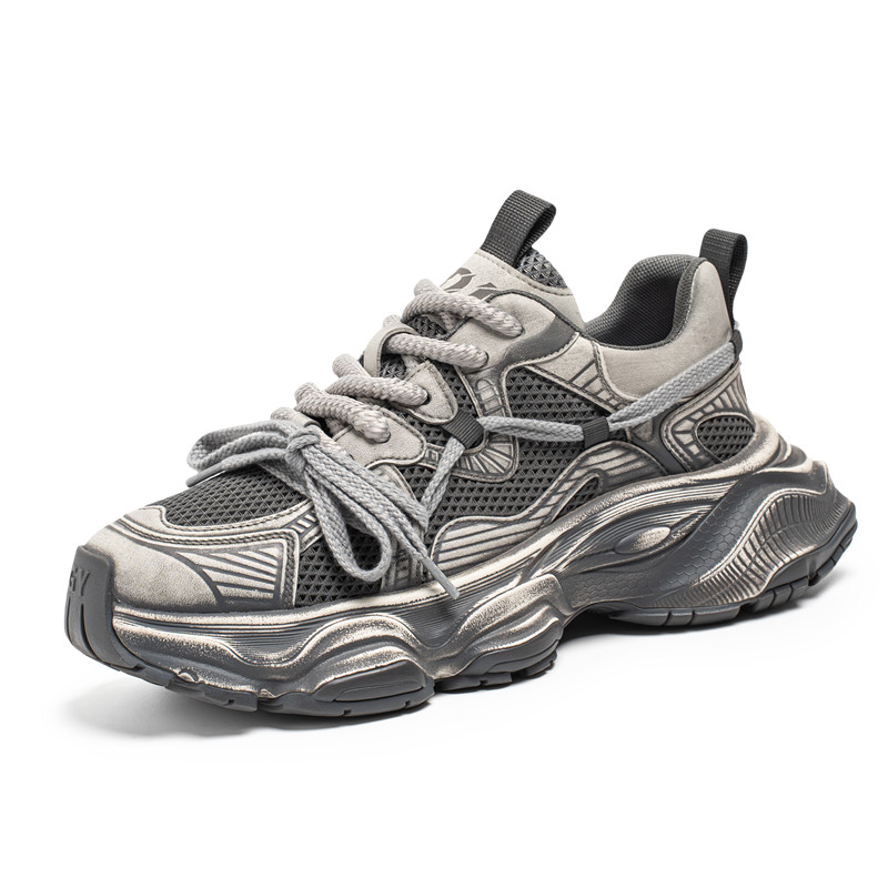 

TELENT Серые мужские кроссовки низкие массивные дышащие устойчивые к истиранию, цвет Gray