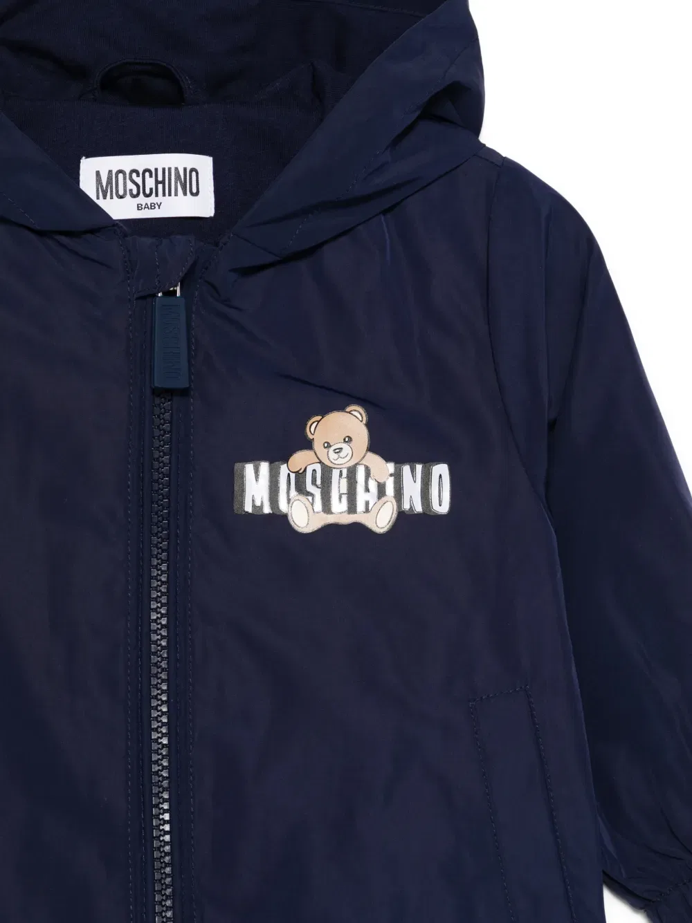 Дождевая куртка с капюшоном Moschino Kids, синий — фото 3
