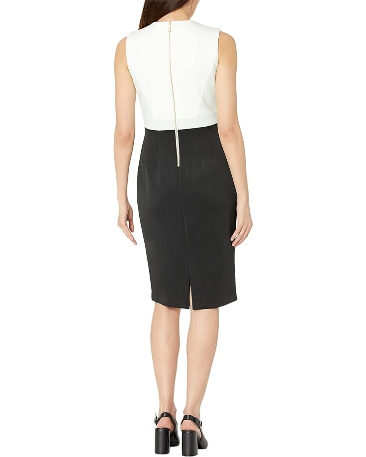 

Платье Calvin Klein Scuba Sheath with Color-Block Detail, цвет Black Celadon