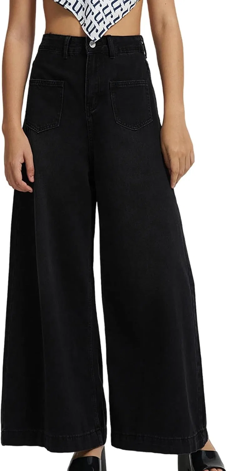 Джинсы прямого кроя, Wide Leg, Black