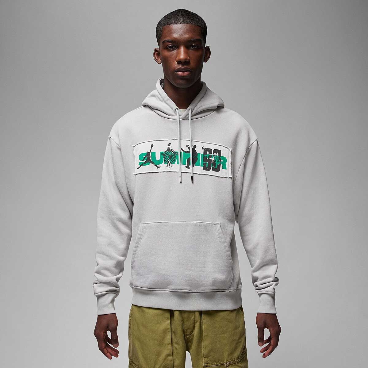 

Худи M J UNION X BBS FLEECE HOODY Jordan, цвет Grauer Nebel/Photonenstaub/Stadiongrün/Schwarz