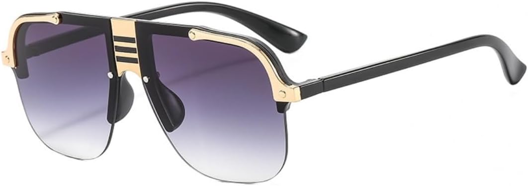 

Солнцезащитные очки для мужчин и женщин - защита UV400 - безободковые, увеличенного размера, с плоской верхней частью, большие, для занятий спортом на открытом воздухе и вождения DSVIGF, Black Gray