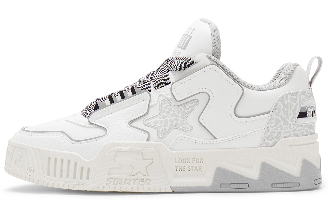 

Стартер Мужские бело-серые противоударные нескользящие износостойкие низкие скейтборд кроссовки с увеличенной высотой