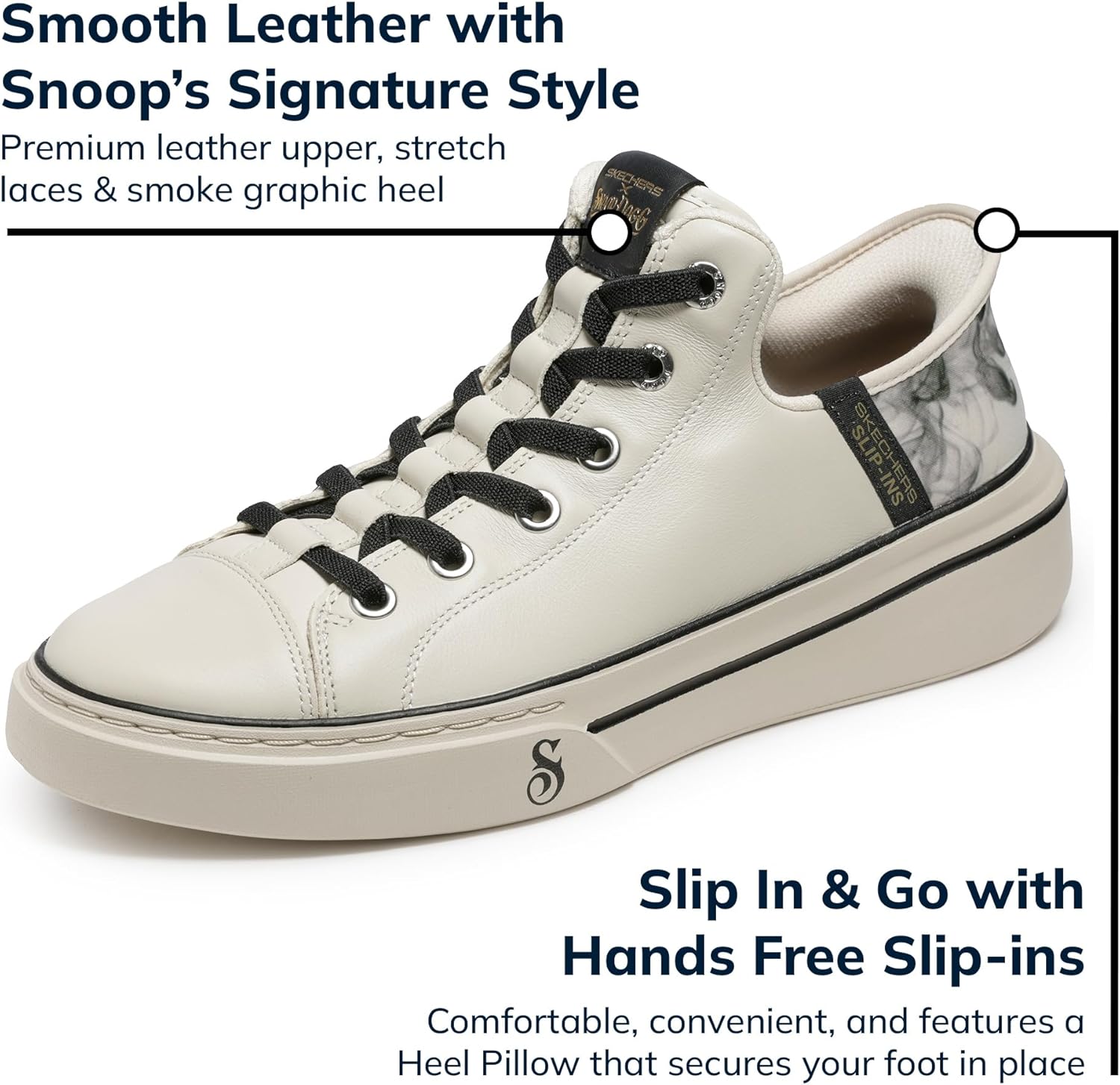 Мужские кроссовки Skechers Snoop Dogg: Snoop ONE-Double G Hands Free Slip-Ins, белый — фото 4