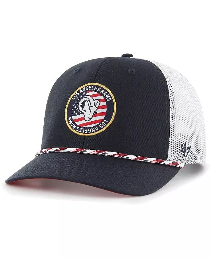 

Мужская темно-синяя, белая регулируемая шляпа с нашивкой Los Angeles Rams Union Trucker '47 Brand