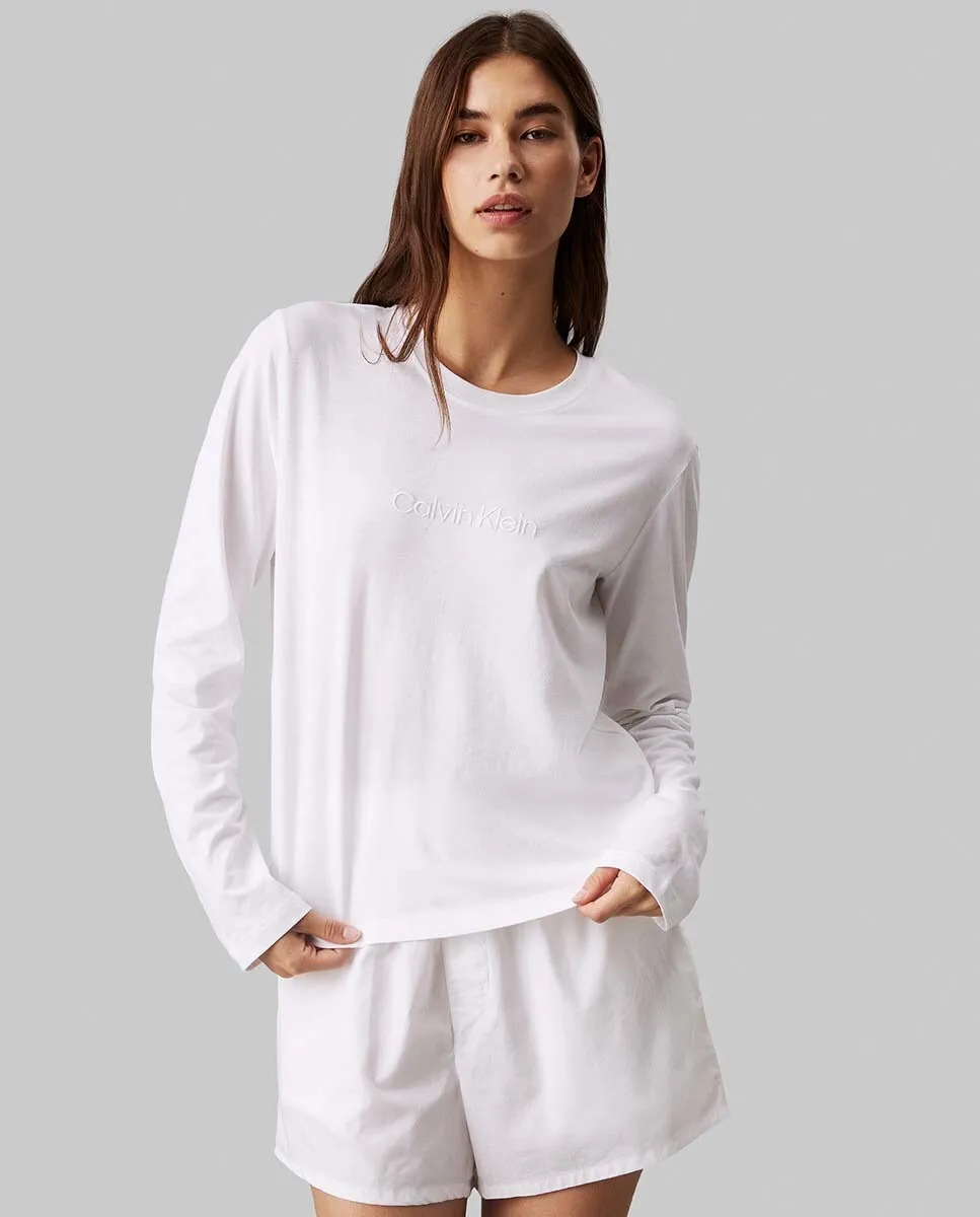 

Футболка с длинным рукавом — хлопковые футболки Calvin Klein, белый