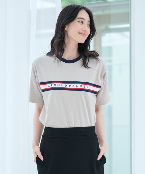 

Футболка с ребристой отделкой и декоративными вставками, защита от пятен пота Arnold Palmer, светло-бежевый