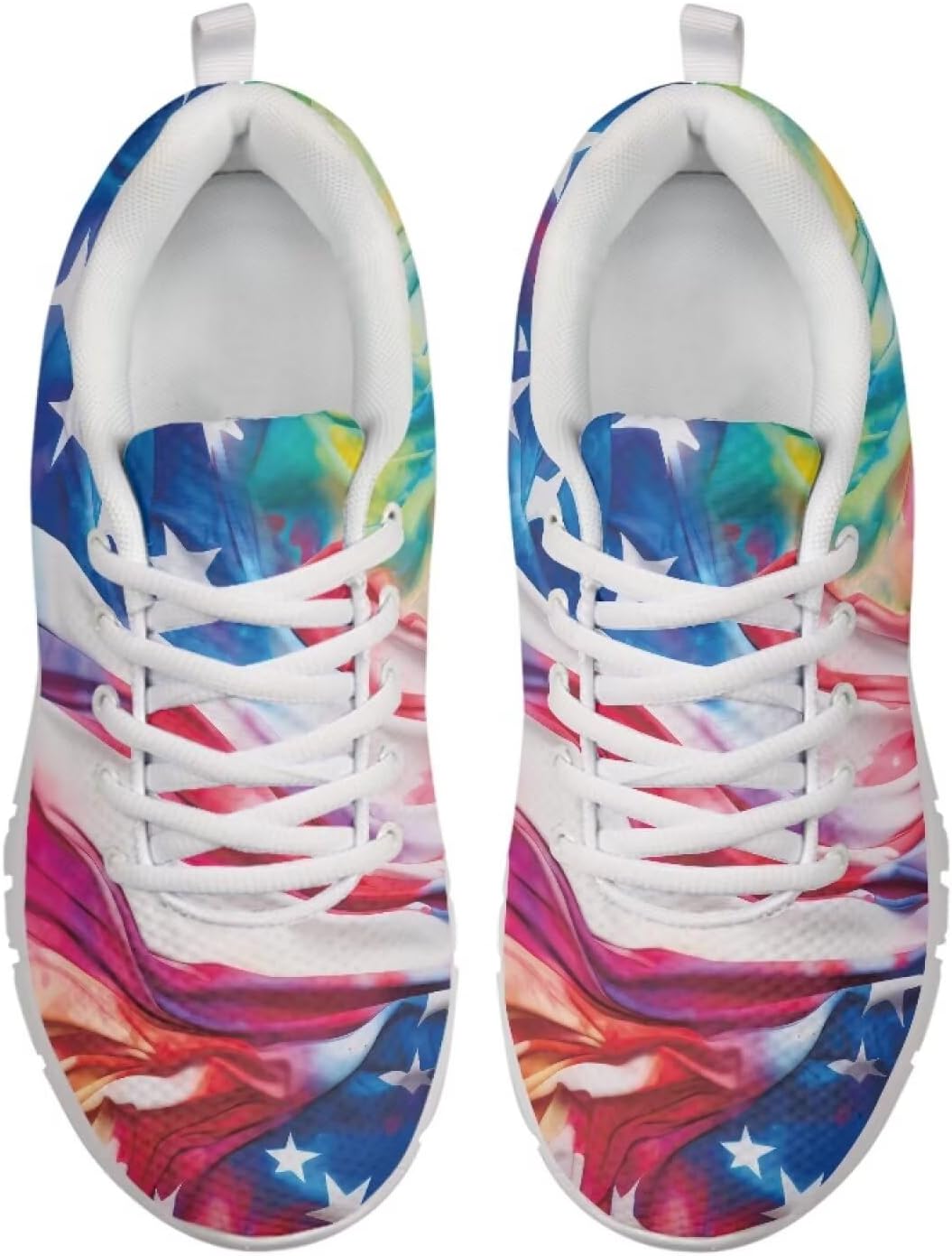 

Легкие кроссовки POLERO для женщин, повседневные дышащие сетчатые кроссовки для бега и тренировок, простые, с ярким рисунком панд, Usa Flag Abstract