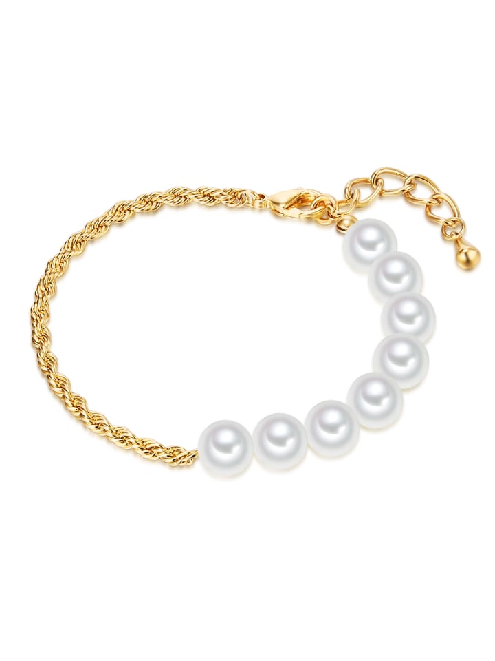 

Lulu & Jane Латунный браслет с жемчужиной из ракушки в оправе из желтого золота