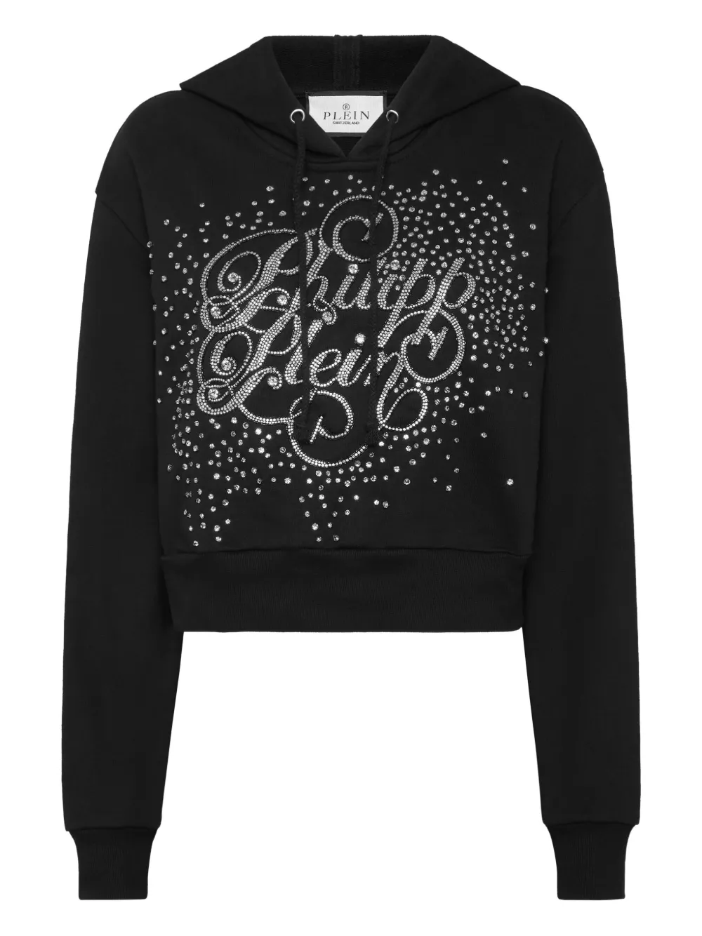 

Толстовка с капюшоном и логотипом, украшенная кристаллами Philipp Plein, черный