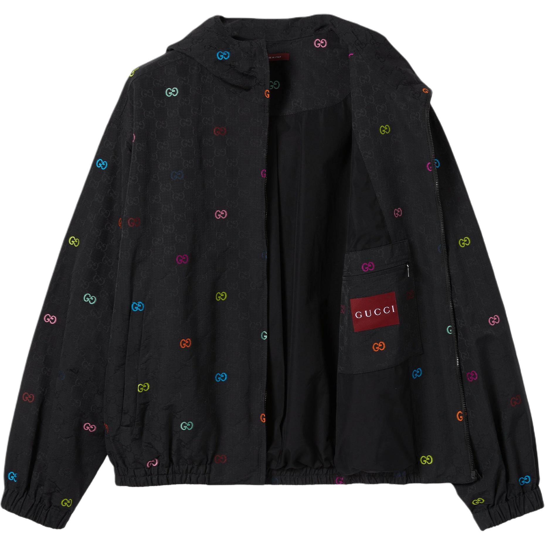 

Куртка с капюшоном и узором GG Gucci, черный