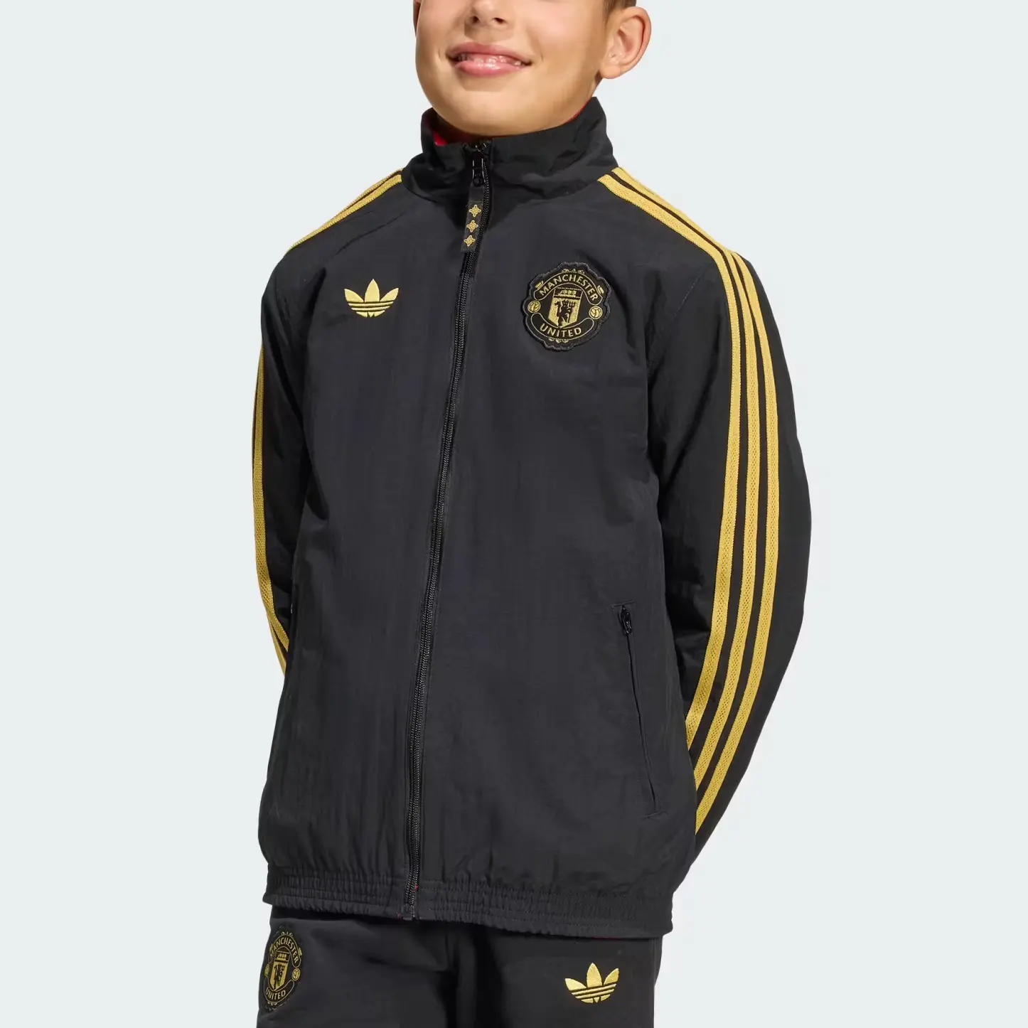 Детская куртка с воротником стойкой, умеренная Adidas Originals, черный/светло scarlet — фото 4