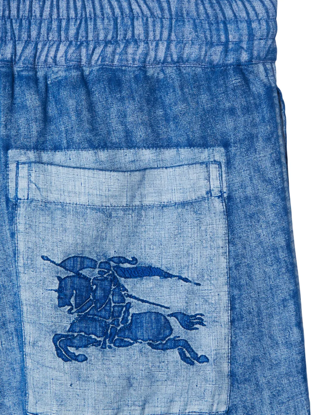 Шорты льняные BURBERRY Equestrian Knight, синий — фото 4