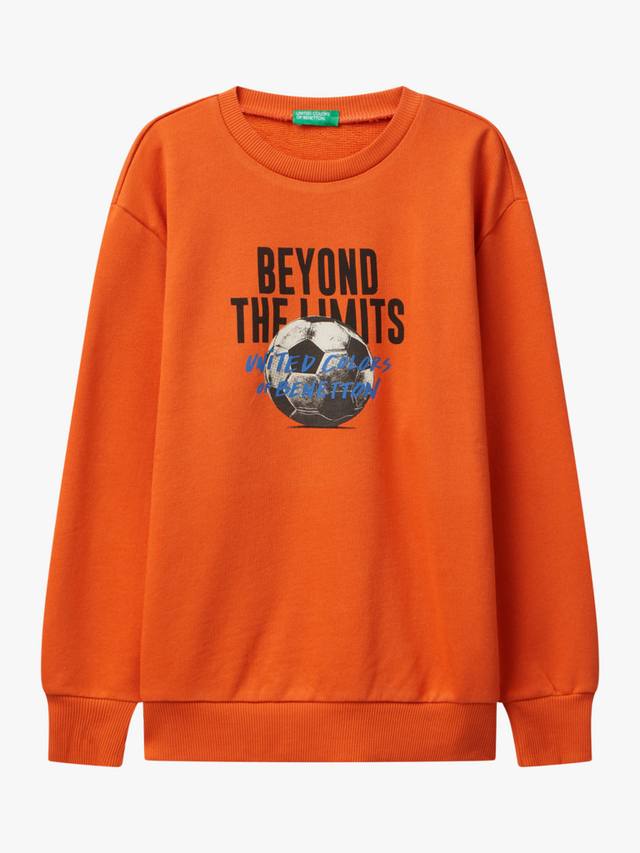 

Детский хлопковый свитшот с принтом и круглым вырезом Benetton, Red