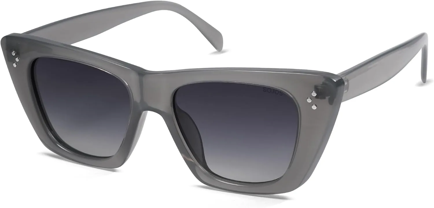 

Солнцезащитные очки SOJOS Retro Trendy Cat Eye с поляризованным покрытием для женщин, стильные, с защитой от УФ-излучения UV400, модель SJ2199, Milky Grey/Grey