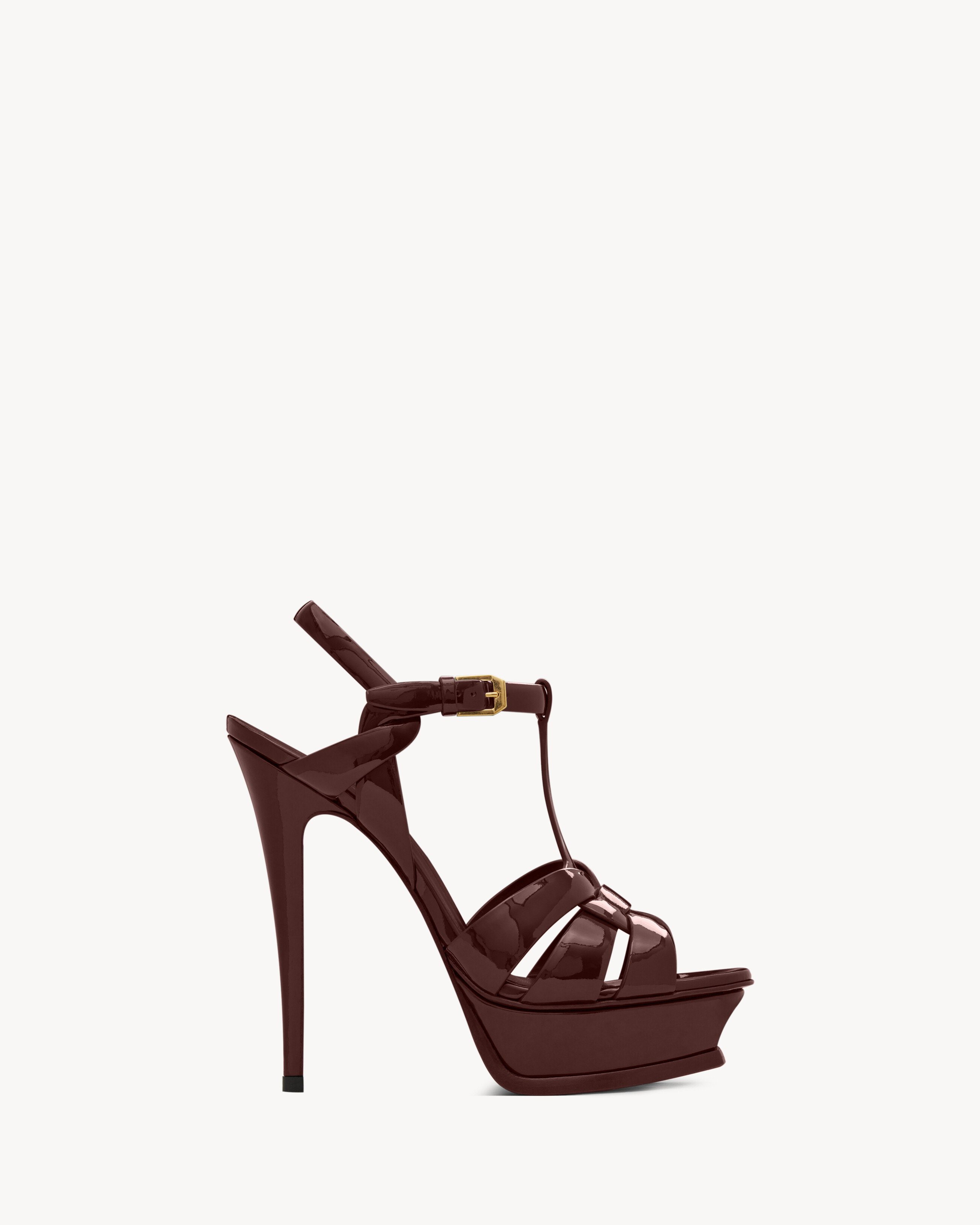 Босоножки на платформе TRIBUTE из лакированной кожи Saint Laurent, красный