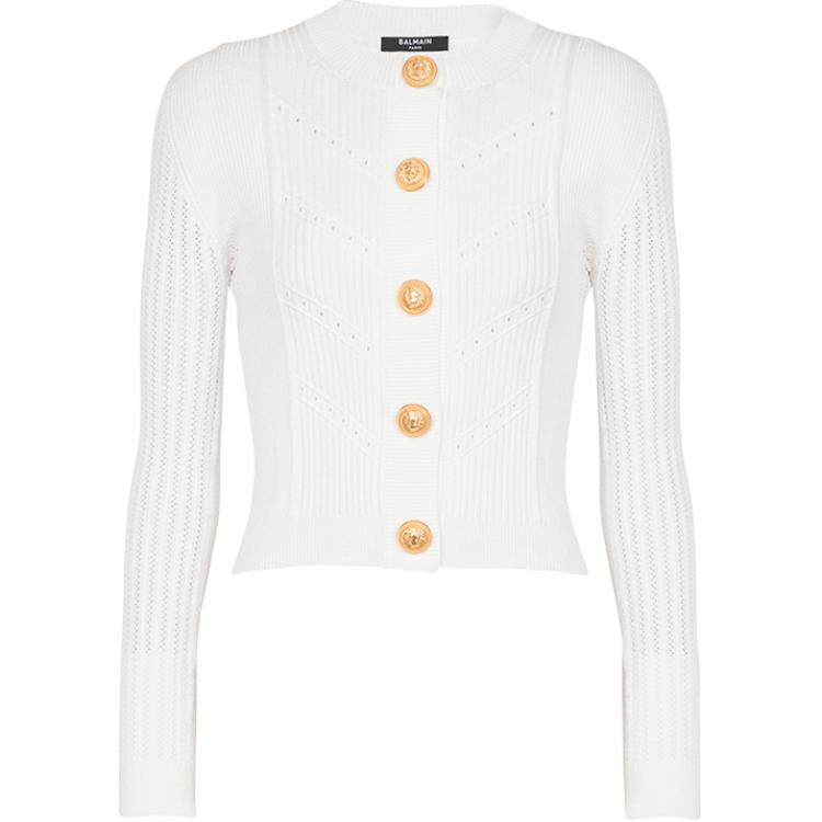 

Короткий вязаный кардиган BALMAIN, белый