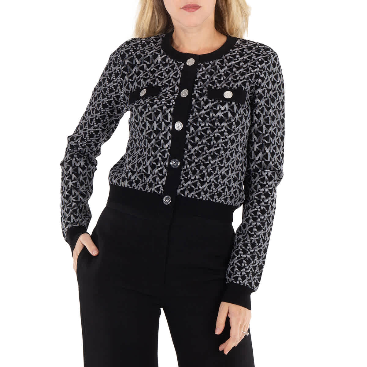 

Майкл Корс кардиган с длинным рукавом и монограммой Michael Kors, черно-белый