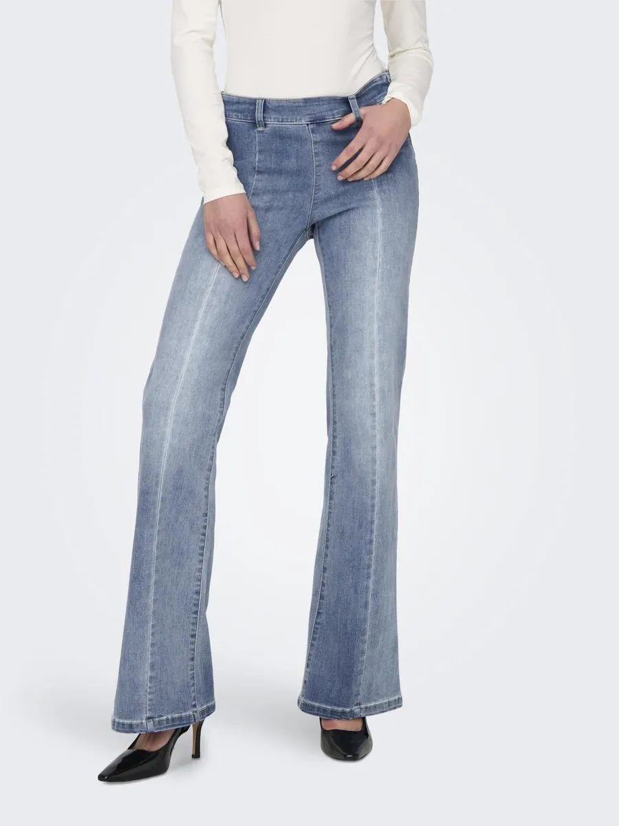 

Only джинсы Bootcut "ONLWAUW MID FLARED ZIP CUT DNM", голубой