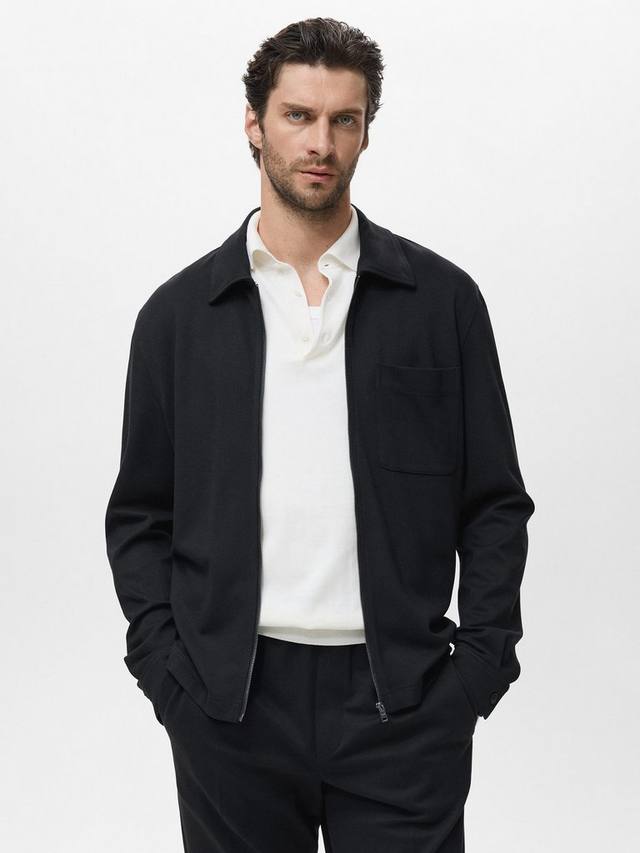 

Джон свитшот с воротником-стойкой и молнией Mango, Black