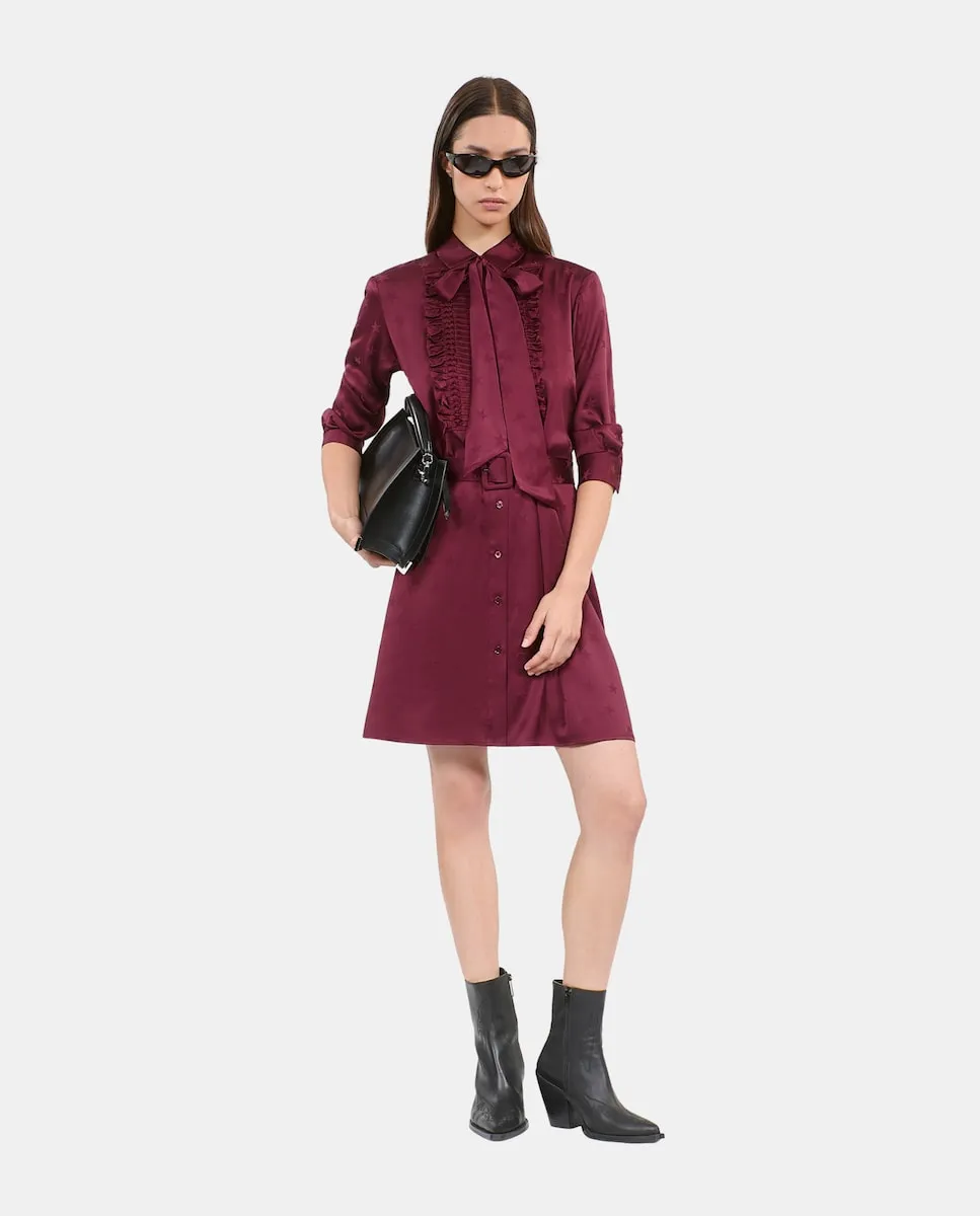 

Короткое жаккардовое платье The Kooples, гранатовый