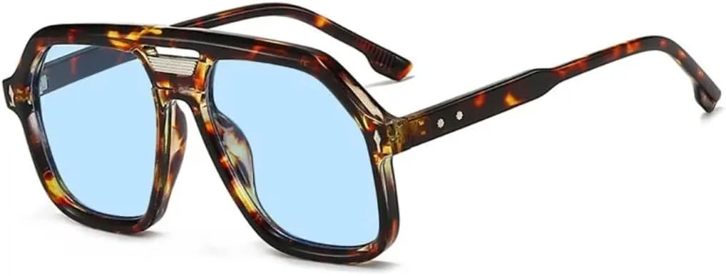 

Модные мужские квадратные солнцезащитные очки для женщин, роскошная увеличенная оправа, стильные очки для путешествий, защита от УФ-излучения UV400 TVTBBVV, Demi Blue