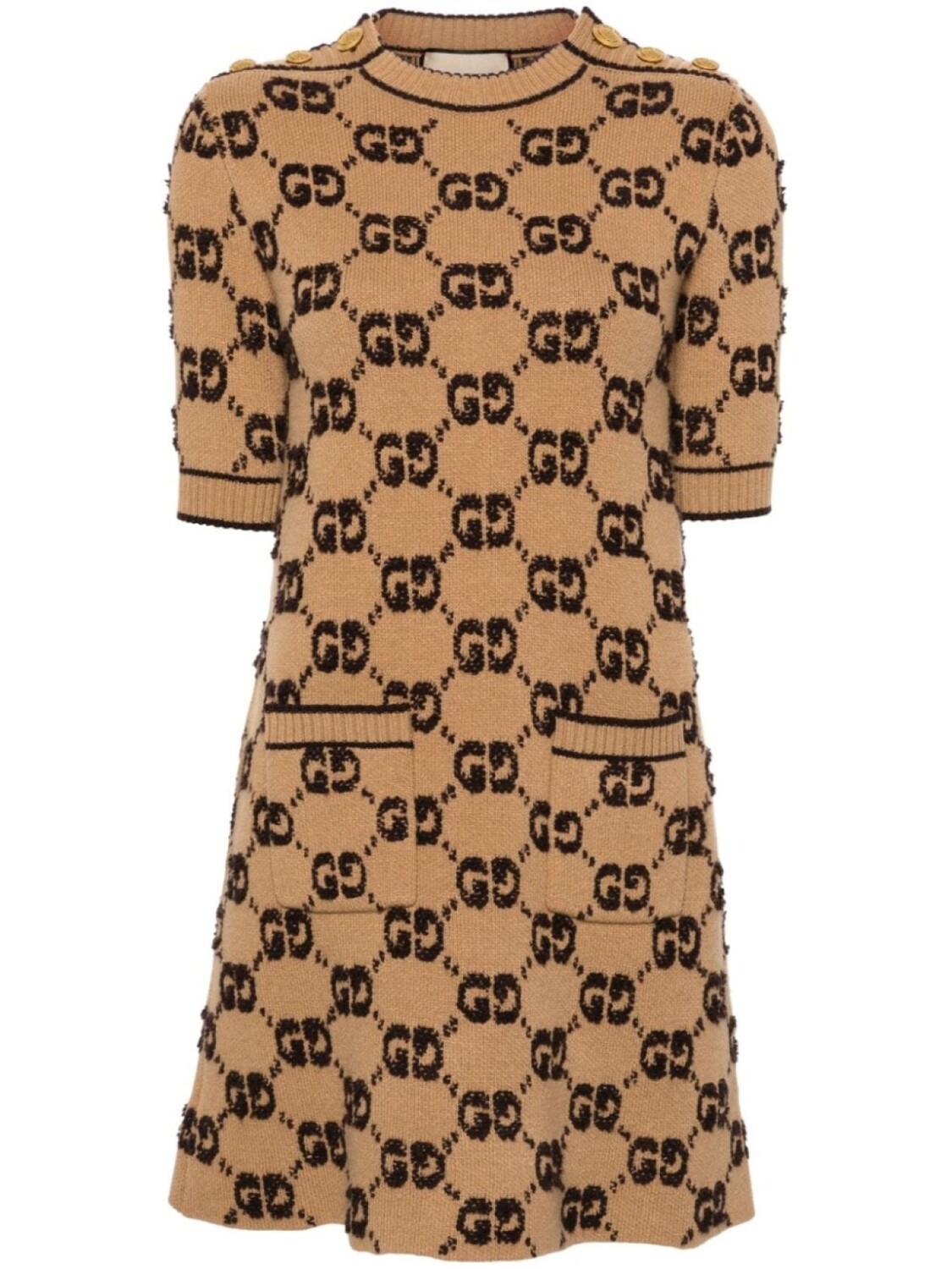 

Gucci жаккардовое платье с логотипом GG, коричневый
