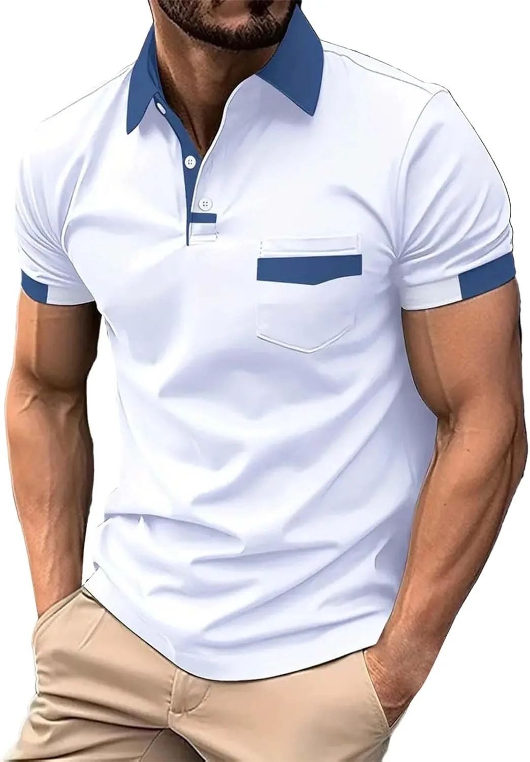 

Мужская поло с цветными блоками — короткий рукав LCMTWX