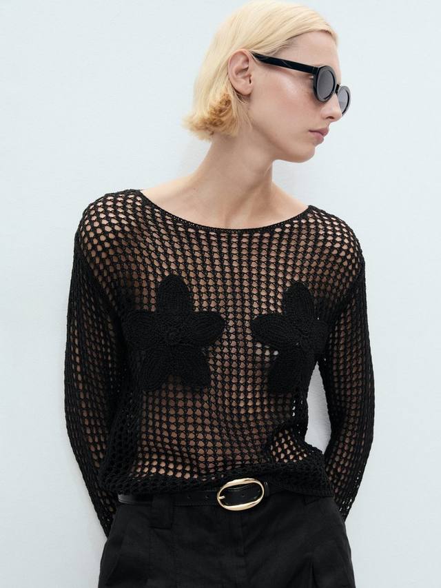 

Борабора вязаный свитер с вышивкой Mango, Black