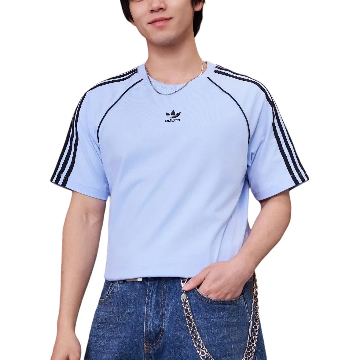 Футболка SST мужская Light Pink Blue Adidas Originals — фото 4