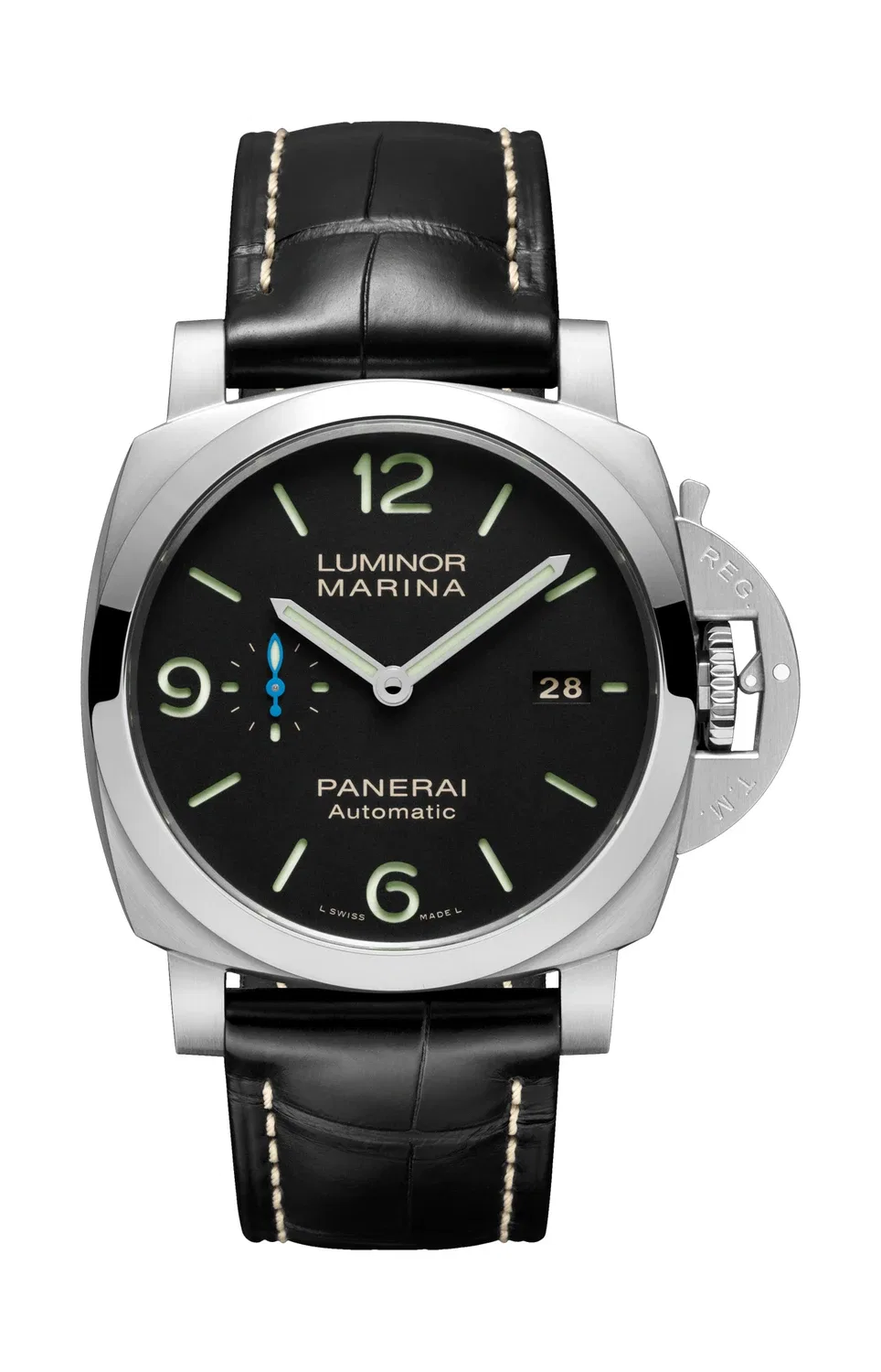 ЛЮМИНОР МАРИНА 1950 3 ДНЯ АВТОМАТИЧЕСКИЕ СТАЛЬ - 44 ММ - PAM01312 PANERAI, серебряный