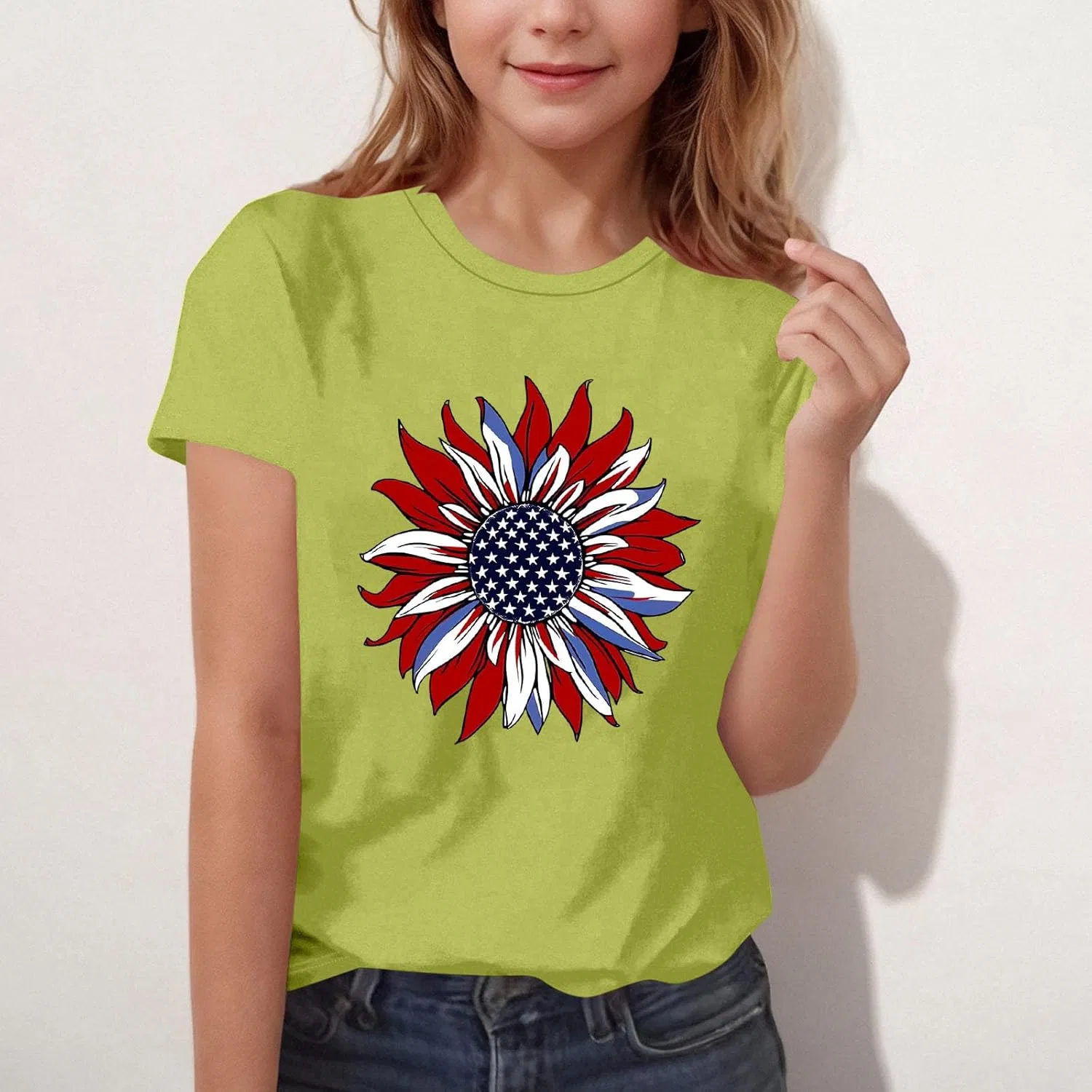 Футболка с принтом подсолнуха Zzalalana, детская, короткий рукав, Mint Green — фото 2