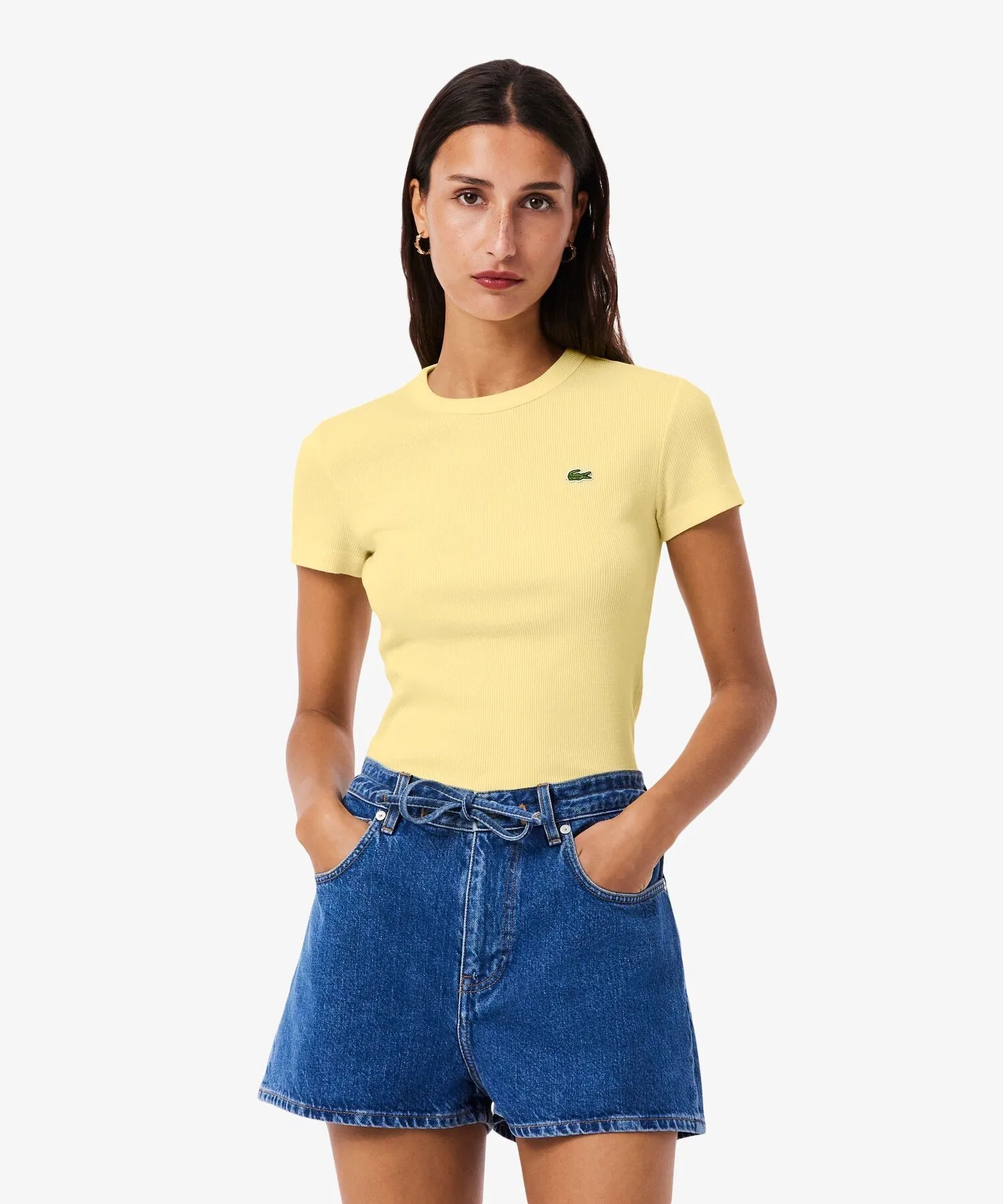 Футболка LACOSTE Slim Fit, женская, желтая