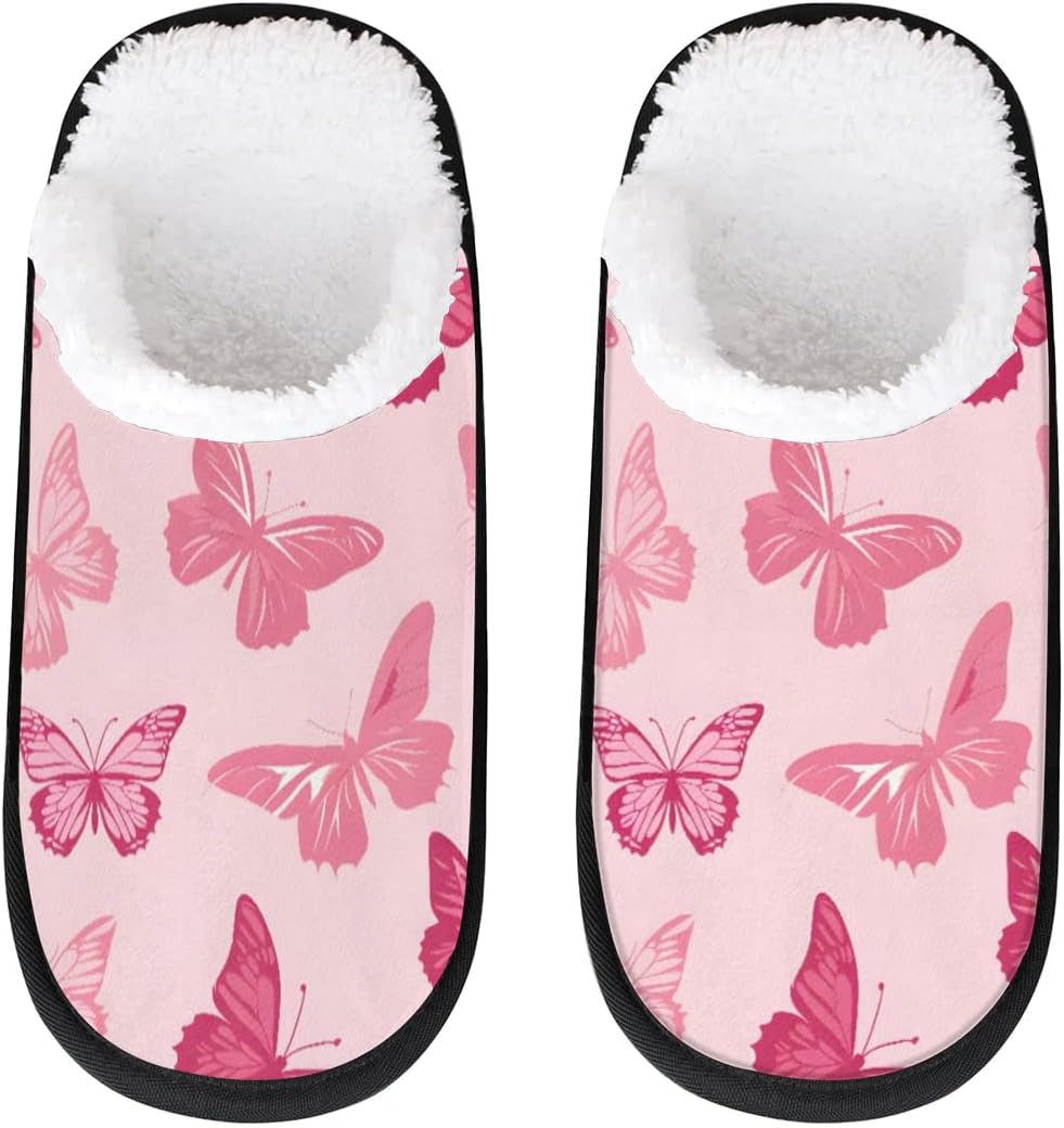 

Тапочки Gublec для женщин и мужчин, уютные с нескользящей подошвой, для дома, теплые плюшевые тапочки для дома, спальни и путешествий, Butterflies Theme