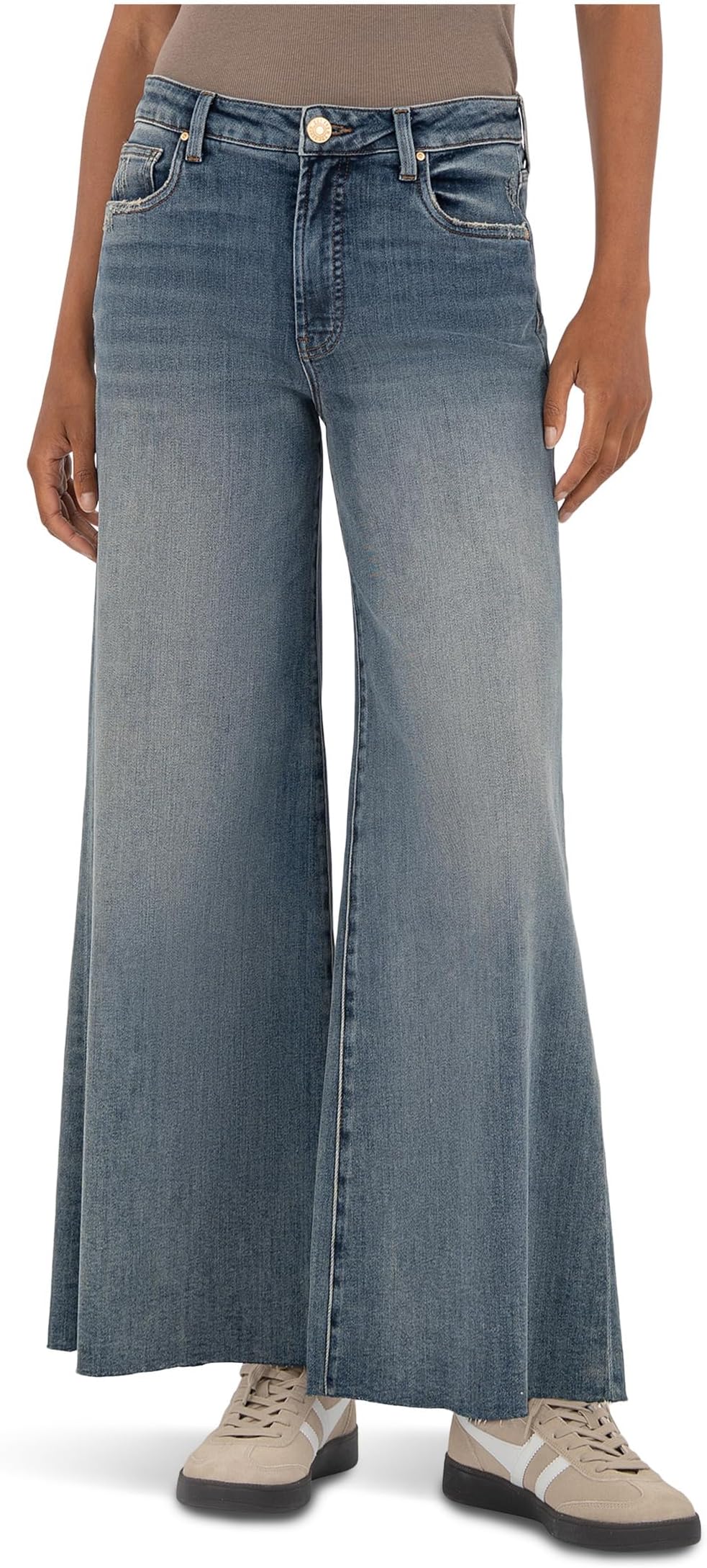 

Джинсы KUT from the Kloth RYAN HIGH RISE FAB AB SUPER WIDE LEG RAW HEM, цвет Believe