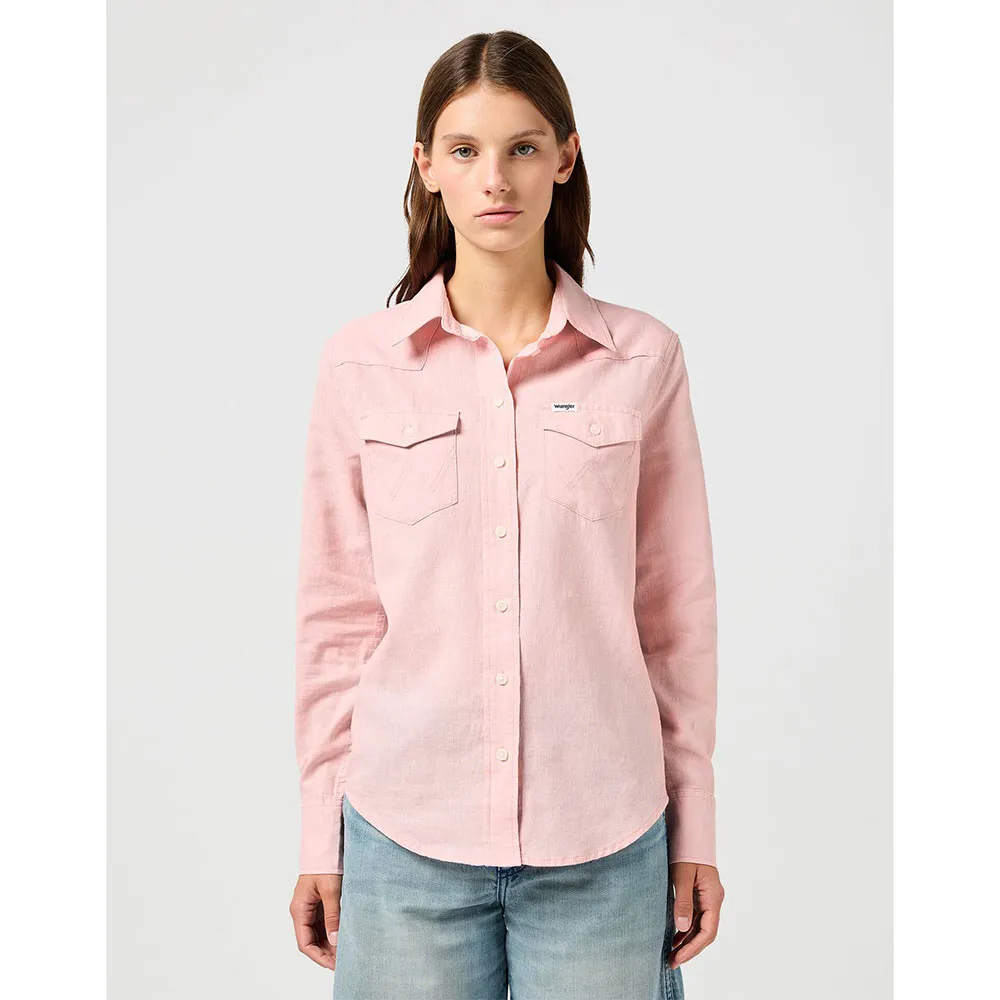 

Рубашка с длинным рукавом Wrangler Western Slim Fit, розовый