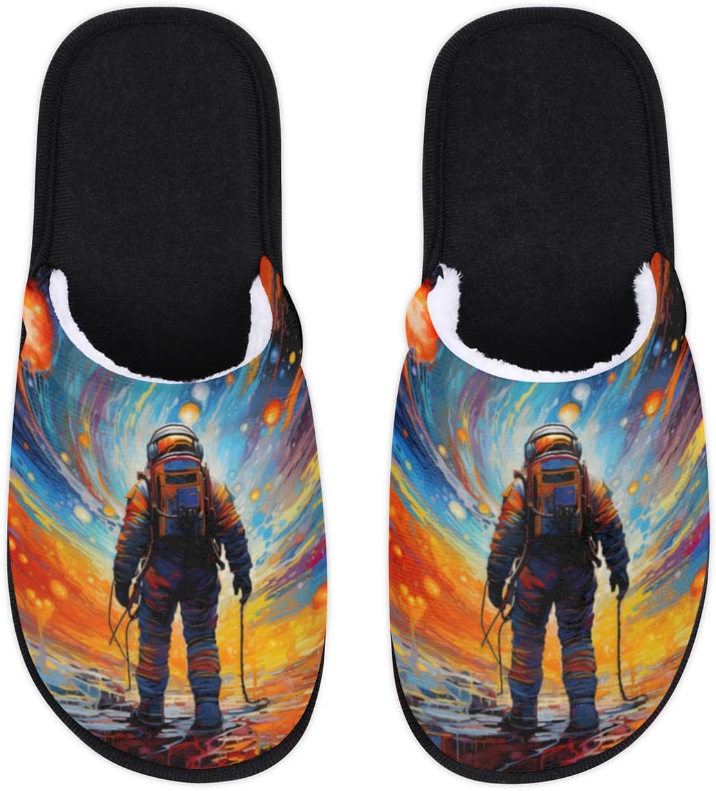

Космические тапочки для женщин и мужчин, домашние тапочки с рисунком галактики, мягкие, теплые, на легкой носке, уютные домашние тапочки с нескользящей подошвой Bardic, Multicolor