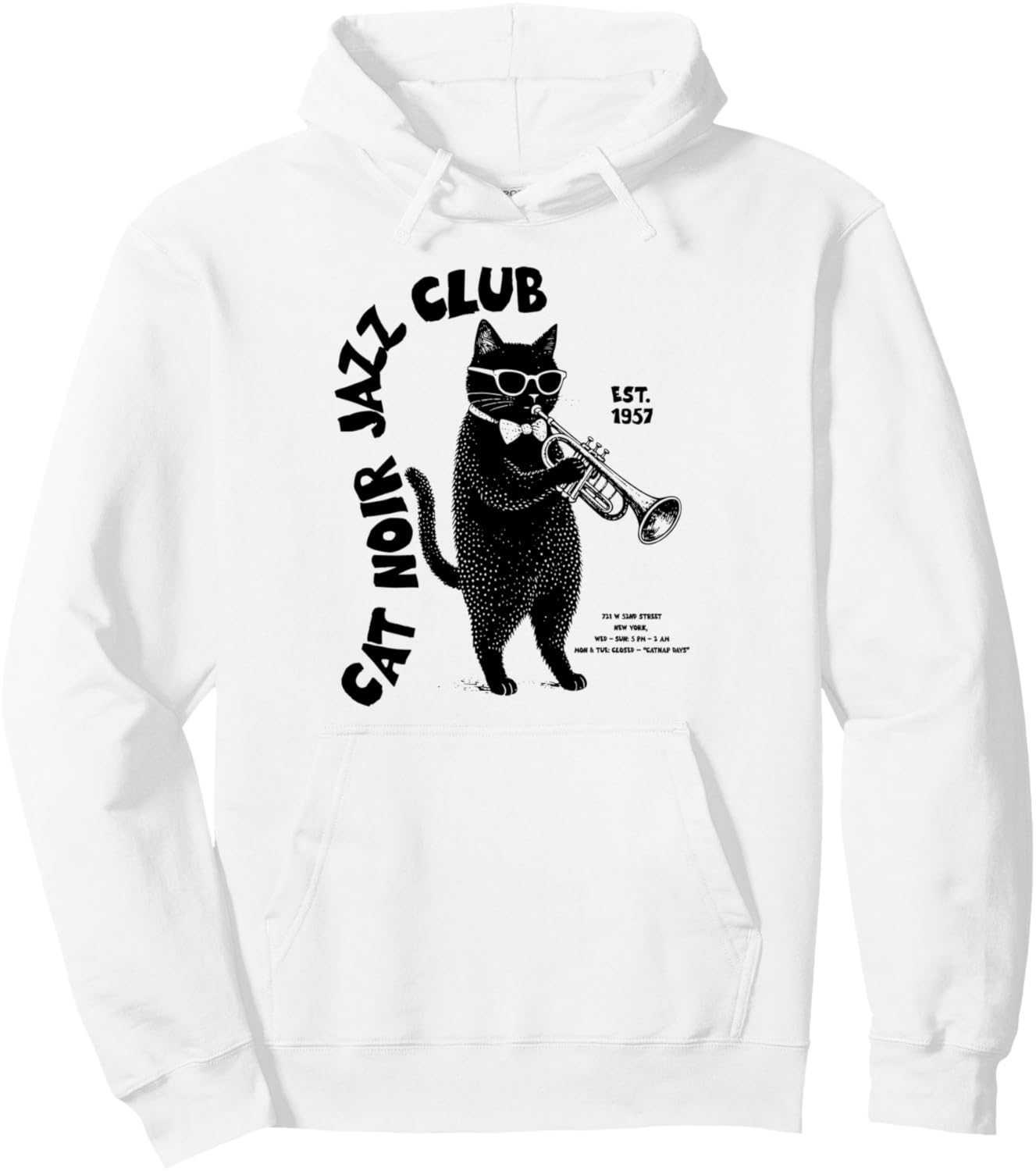 

Худи с изображением кота, играющего на трубе, из джаз-клуба Cat Noir Chat Noir Jazz Apparel, белый