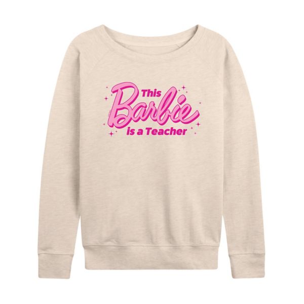 

Женская футболка с длинным рукавом This is a Teacher из французского футера Barbie, белый
