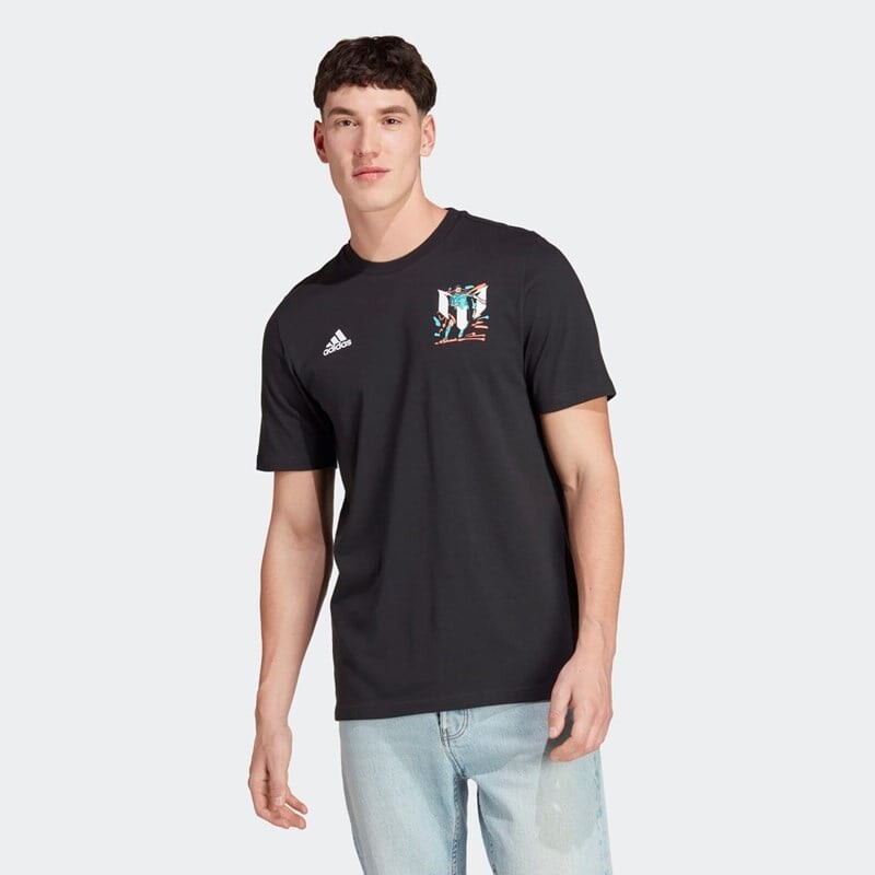 

Мужская футболка с футбольным значком Месси Adidas, черный