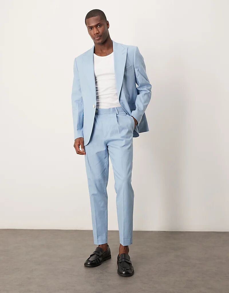 

Зауженные брюки чинос из льняной смеси ASOS DESIGN светло-голубого цвета